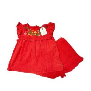NWT Little Bird by Jools Oliver Embroidered Frill Shorts Set Size 7/8